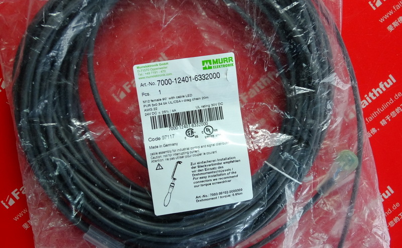 Murr-Elektronik 7000-12401-6332000 MURR Anschluss kabel M12 3-Core 20 m LED