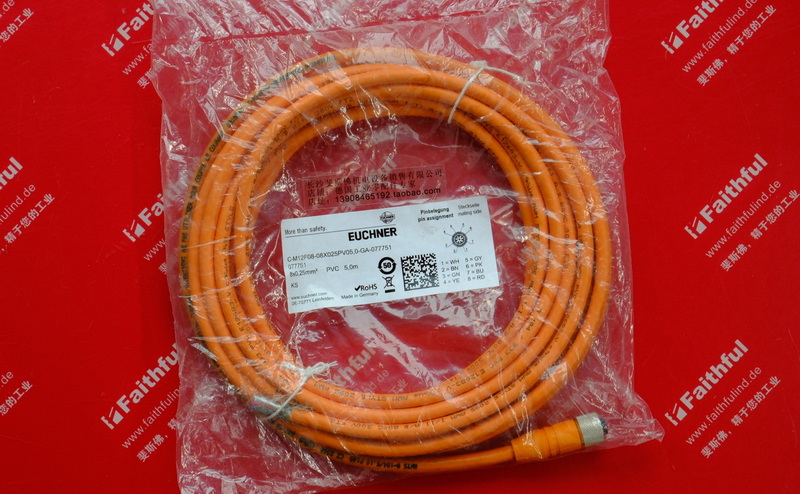 Euchner 077751 EUCHNER Neue Verbindungs kabel C-M12F08-08X025PV05 mit 8-poliger M12-Rundstecker, 0-GA-077751